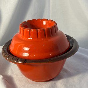 RARE Vintage Frankoma Butter Tub with Lid #252 Flame Glaze